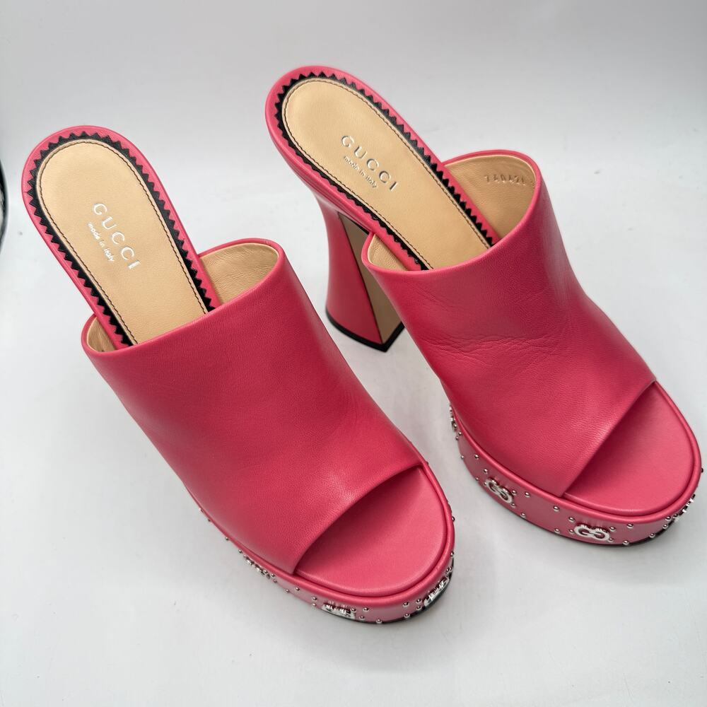 Gucci GG Stud Platform Malaga Kid Rhodamine Pink Size 39.5 US 9.5 - Picture 1 of 14